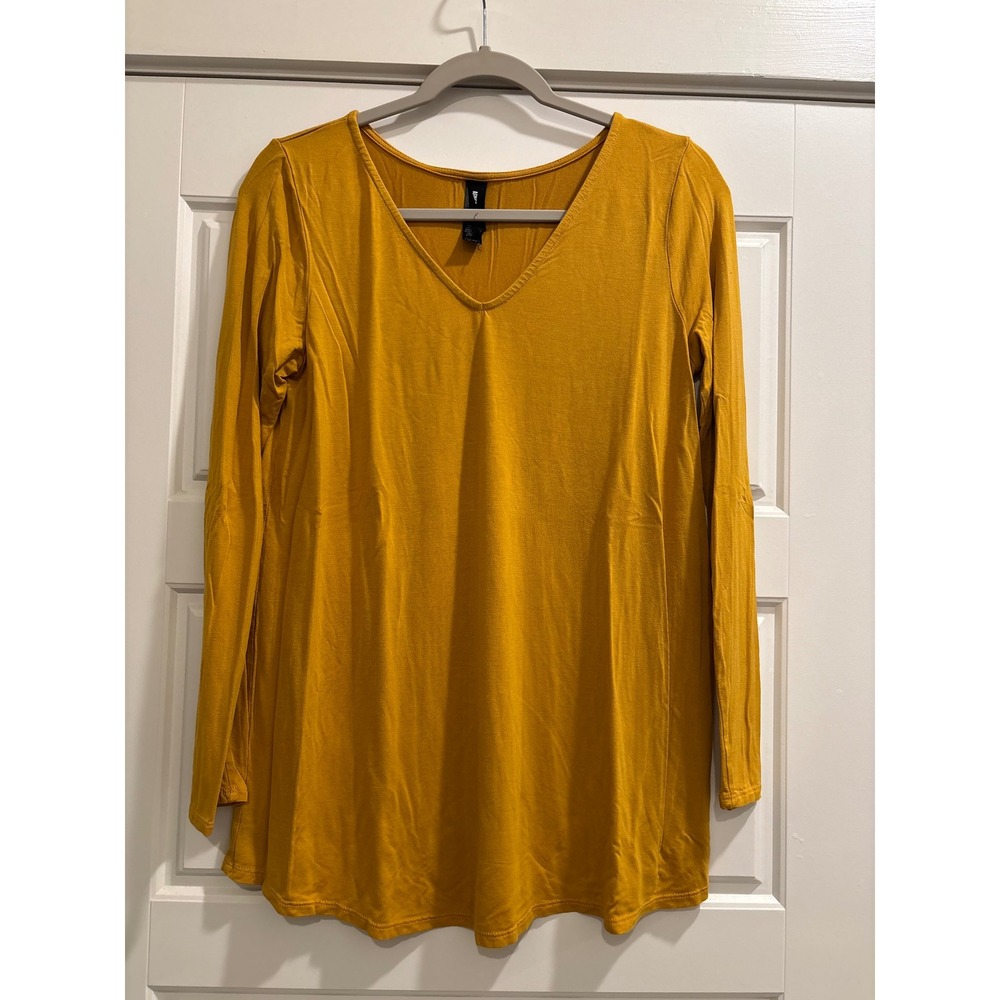 Agnes & Dora Womens Mustard Yellow V-Neck Long Sleeve Tunic Top Large 1004AT-V